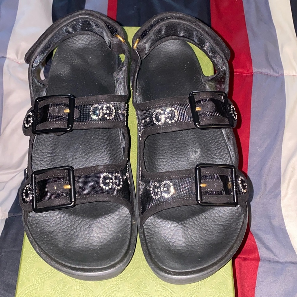 Gucci GG crystals mesh Sandals